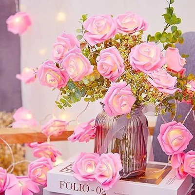 Refulgix 14 LEDs 3 m Pink Steady Flower Rice Lights(Pack of 1)