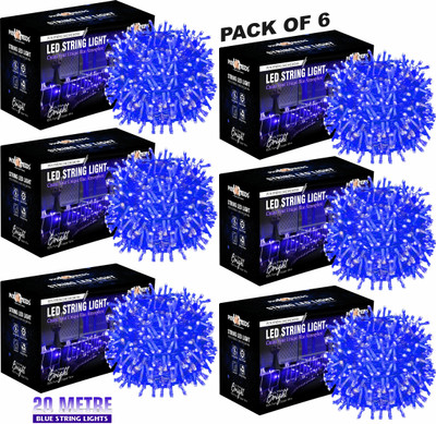 Pick Ur Needs 60 LEDs 20 m Blue Steady String Rice Lights(Pack of 6)