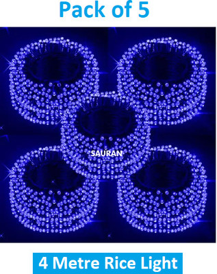 Sauran 15 LEDs 4 m Blue Steady String Rice Lights(Pack of 5)