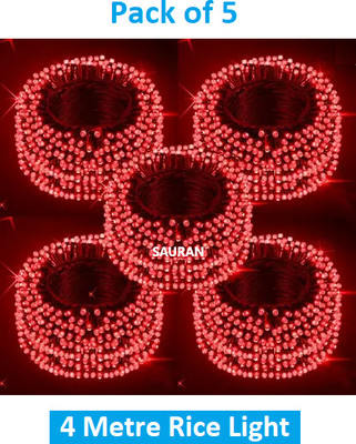 Sauran 15 LEDs 4 m Red Steady String Rice Lights(Pack of 5)