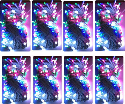 Local Charm 160 LEDs 7 m Multicolor Steady String Rice Lights(Pack of 8)