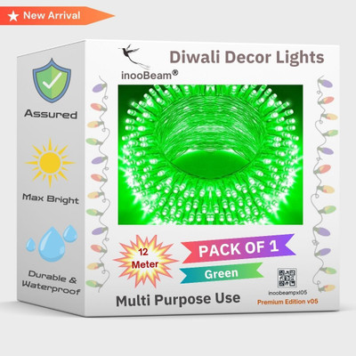 inooBeam 44 LEDs 12 m Green Steady String Rice Lights(Pack of 1)