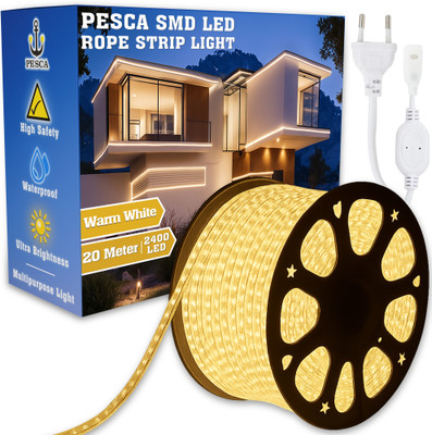 PESCA 2400 LEDs 20 m Yellow Steady String Rice Lights(Pack of 1)