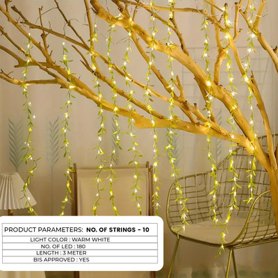 HexaGear 240 LEDs 3 m White Steady Leaf Rice Lights(Pack of 1)