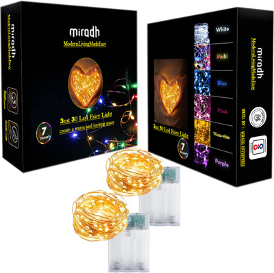 MIRADH 30 LEDs 3 m Yellow Steady String Rice Lights(Pack of 2)