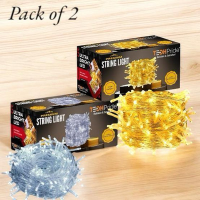 TechPride 40 LEDs 11 m White, Yellow Steady String Rice Lights(Pack of 2)