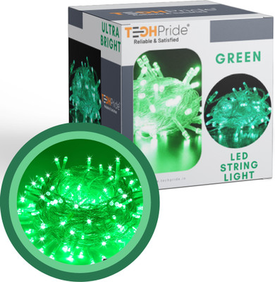 TechPride 40 LEDs 11 m Green Steady String Rice Lights(Pack of 1)
