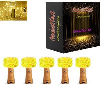 Raga Plus 20 LEDs 2 m Yellow Steady Bulb Rice Lights(Pack of 5)