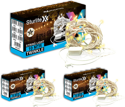 Sturlite 46 LEDs 10 m Yellow Steady Bulb Rice Lights(Pack of 3)