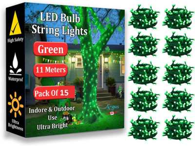 SHREE INDUSTRIESS 60 LEDs 11 m Green Steady Bulb Rice Lights(Pack of 15)