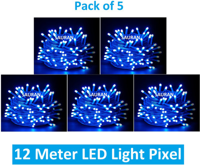 Sauran 37 LEDs 12 m Blue Steady String Rice Lights(Pack of 5)