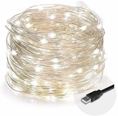 XERGY 100 LEDs 10 m White Steady String Rice Lights(Pack of 1)