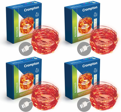 Crompton 100 LEDs 10 m Red Steady String Rice Lights(Pack of 4)