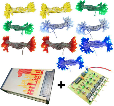 Riptu 50 LEDs 20 m Multicolor Color Changing, Flickering, Steady Bulb Rice Lights(Pack of 10)