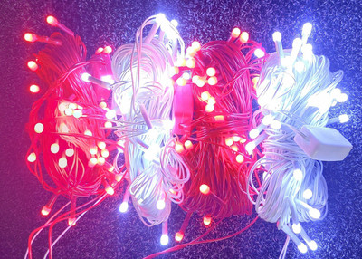 nini 44 LEDs 14.99 m Red, White Steady String Rice Lights(Pack of 4)