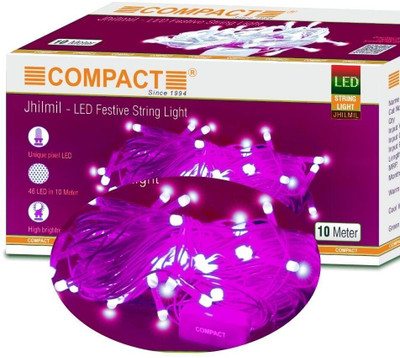 COMPACT 46 LEDs 10 m Pink Steady String Rice Lights(Pack of 1)