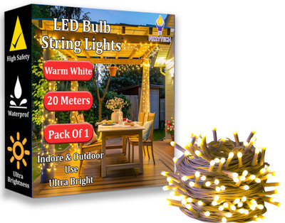 FIZZYTECH 60 LEDs 20 m Yellow Steady String Rice Lights(Pack of 1)