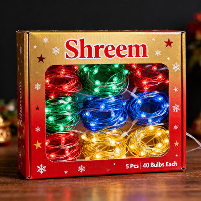 shreem 40 LEDs 15 m Multicolor Steady Bulb Rice Lights(Pack of 5)