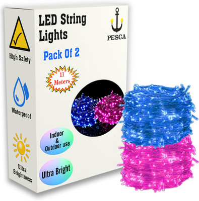 PESCA 40 LEDs 11 m Blue, Pink Steady String Rice Lights(Pack of 2)
