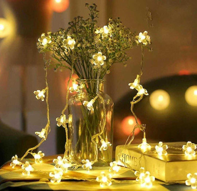 Glow Right 24 LEDs 8 m Gold Steady Flower Rice Lights(Pack of 1)