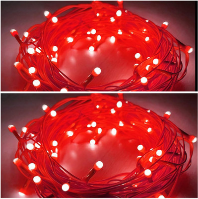LightFlow 40 LEDs 10 m Red Steady Bulb Rice Lights(Pack of 2)