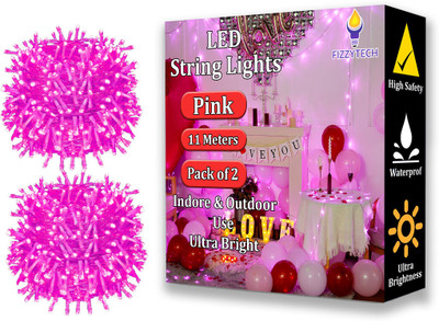 FIZZYTECH 40 LEDs 11 m Pink Color Changing String Rice Lights(Pack of 2)