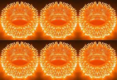 spark world 58 LEDs 15.5 m Orange Steady Bulb Rice Lights(Pack of 6)