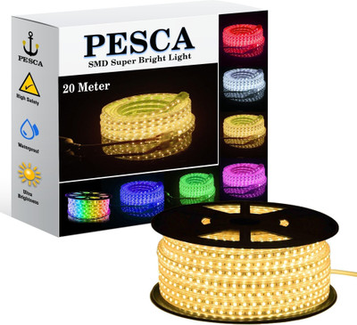 PESCA 1440 LEDs 20 m Yellow Steady Strip Rice Lights(Pack of 1)