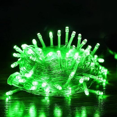 local 40 LEDs 10 m Green Steady String Rice Lights(Pack of 5)