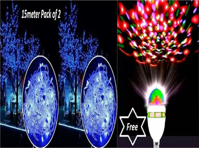 REIRSON 40 LEDs 10 m Blue Steady String Rice Lights(Pack of 2)