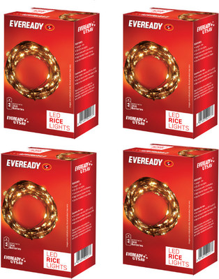 EVEREADY 30 LEDs 3 m White Steady String Rice Lights(Pack of 4)