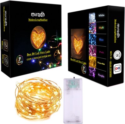 MIRADH 30 LEDs 3 m Yellow Steady String Rice Lights(Pack of 1)