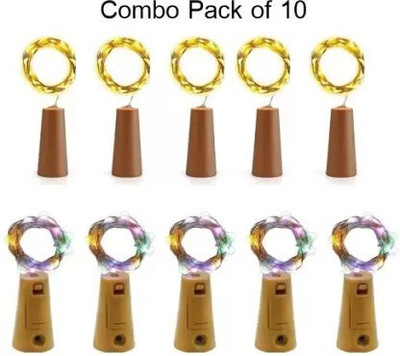 Raga Plus 20 LEDs 2.06 m Yellow, Multicolor Steady Bulb Rice Lights(Pack of 10)