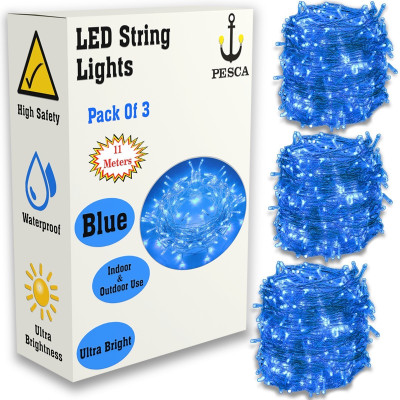 PESCA 40 LEDs 11 m Blue Steady String Rice Lights(Pack of 3)