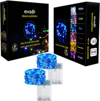 MIRADH 30 LEDs 3 m Blue Steady String Rice Lights(Pack of 2)
