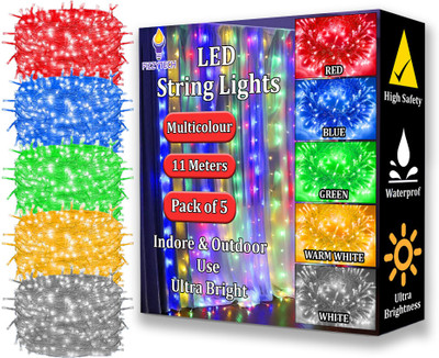 FIZZYTECH 40 LEDs 10 m Multicolor Color Changing String Rice Lights(Pack of 5)