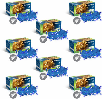 Crompton 48 LEDs 10 m Blue Steady String Rice Lights(Pack of 8)