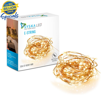 Syska 100 LEDs 10 m Yellow Rice Lights(Pack of 1) Syska 100 LEDs 10 m Yellow Rice Lights(Pack of 1)