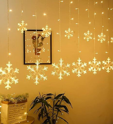WBD 120 LEDs 4 m Yellow Steady Snow Flake Rice Lights(Pack of 1)