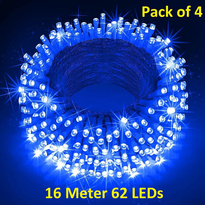 Trendx 62 LEDs 16 m Blue Steady String Rice Lights(Pack of 4)