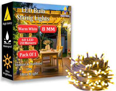 FIZZYTECH 60 LEDs 20 m Yellow Steady String Rice Lights(Pack of 1)