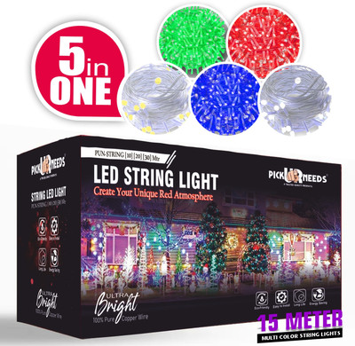 Pick Ur Needs 40 LEDs 15 m Multicolor Flickering String Rice Lights(Pack of 5)