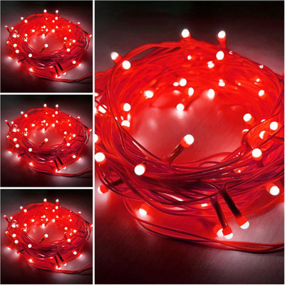 LightFlow 40 LEDs 10 m Red Steady Bulb Rice Lights(Pack of 4)