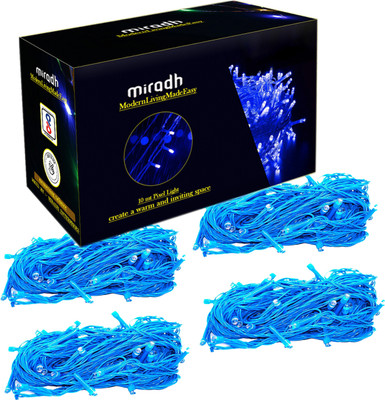 MIRADH 36 LEDs 10 m Blue Steady String Rice Lights(Pack of 4)