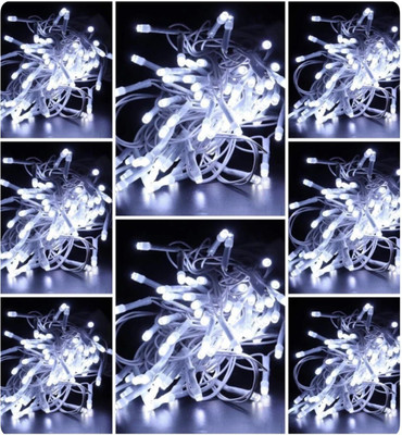 Business Squad 112 LEDs 12.5 m White Steady String Rice Lights(Pack of 8)