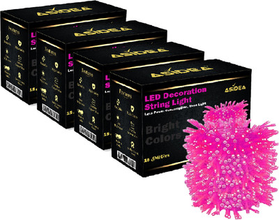ASIDEA 36 LEDs 15 m Pink Steady Bulb Rice Lights(Pack of 4)