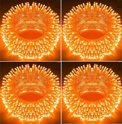 TECH GAMERZ 40 LEDs 12 m Orange Flickering String Rice Lights(Pack of 4)