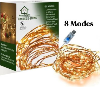Home Delight 100 LEDs 10 m Yellow Flickering String Rice Lights(Pack of 1)