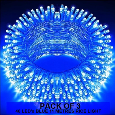 Dreamica 40 LEDs 11 m Blue Steady String Rice Lights(Pack of 3)
