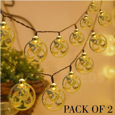 Pick Ur Needs Diwali String OM Icon Metal Hanging Lights, Warm White Round 3D Curtain Lights Ceiling Lamp